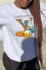 White Casual Sportswear Print Patchwork O Neck Tops