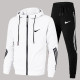 White Fashion Sportswear Print Patchwork Hooded Collar Long Sleeve Two Pieces