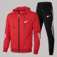 Red Fashion Sportswear Print Patchwork Hooded Collar Long Sleeve Two Pieces