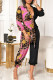 Pink Casual Print Bandage Patchwork Fold V Neck Straight Jumpsuits