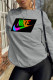 Grey Street Sportswear Print Patchwork O Neck Tops
