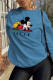 Blue Casual Daily Print Patchwork O Neck Tops