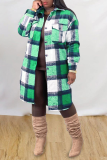 Grey Casual Plaid Patchwork Peter Pan Collar Outerwear