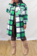 Green Casual Plaid Patchwork Peter Pan Collar Outerwear