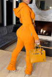 Grey Fashion Casual Solid Patchwork Fold Zipper Collar Regular Jumpsuits