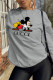 Grey Casual Daily Print Patchwork O Neck Tops