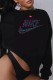 Black Casual Street Print Patchwork O Neck Tops