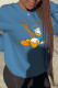 Blue Casual Sportswear Print Patchwork O Neck Tops