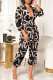 Black White Casual Print Bandage Patchwork Fold V Neck Straight Jumpsuits
