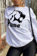 White Casual Sportswear Print Patchwork O Neck Tops