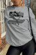 Grey Casual Street Print Patchwork O Neck Tops