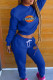 Blue Fashion Casual Print Patchwork O Neck Long Sleeve Two Pieces