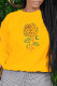 Yellow Fashion Casual Print Patchwork O Neck Tops