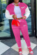 Rose Red Fashion Sportswear Print Patchwork Letter O Neck Long Sleeve Two Pieces