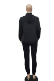 Coffee Casual Solid Patchwork Hooded Collar Long Sleeve Two Pieces