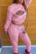 Pink Fashion Casual Print Patchwork O Neck Long Sleeve Two Pieces