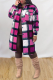 Rose Red Casual Plaid Patchwork Peter Pan Collar Outerwear