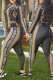 Black Fashion Street Print Patchwork Zipper Collar Long Sleeve Two Pieces