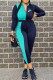 Multicolor Fashion Casual Print Patchwork Zipper Collar Jumpsuits