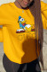 Yellow Casual Street Print Patchwork O Neck Tops