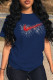 Navy Blue Street Sportswear Print Patchwork O Neck T-Shirts