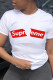 White Street Print Patchwork Letter O Neck T-Shirts