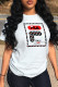 White Street Sportswear Print Patchwork O Neck T-Shirts