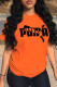 Orange Casual Sportswear Print Patchwork O Neck T-Shirts