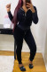 Black Casual Solid Patchwork Zipper Hooded Collar Long Sleeve Two Pieces