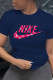 Navy Blue Casual Sportswear Print Patchwork Letter O Neck T-Shirts