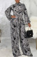 Black Casual Print Patchwork With Belt Straight Jumpsuits