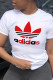 White Casual Sportswear Print Patchwork O Neck T-Shirts