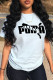 White Casual Sportswear Print Patchwork O Neck T-Shirts