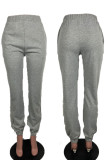 Grey Casual Solid Patchwork Straight Straight Solid Color Bottoms