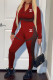 Red Fashion Casual Print Patchwork Mandarin Collar Long Sleeve Two Pieces