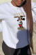 White Casual Street Print Patchwork O Neck Tops