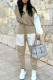 Brown Casual Solid Patchwork Hooded Collar Long Sleeve Two Pieces
