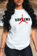 White Casual Street Print Patchwork O Neck T-Shirts