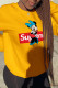 Yellow Casual Street Print Patchwork Letter O Neck Tops