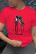 Red Street Sportswear Print Patchwork O Neck T-Shirts