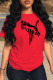 Red Street Sportswear Print Patchwork O Neck T-Shirts