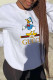 White Casual Sportswear Print Patchwork Letter O Neck Tops