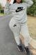 Grey Fashion Casual Print Patchwork O Neck Long Sleeve Two Pieces