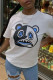 White Fashion Casual Print Basic O Neck T-Shirts