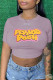 Pink Casual Print Patchwork T-Shirts