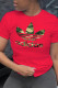 Red Casual Sportswear Print Patchwork O Neck T-Shirts