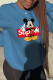 Blue Street Daily Print Patchwork O Neck Tops