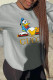 Grey Casual Street Print Patchwork O Neck Tops