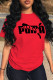 Red Casual Sportswear Print Patchwork O Neck T-Shirts