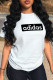 White Casual Sportswear Print Patchwork Letter O Neck T-Shirts